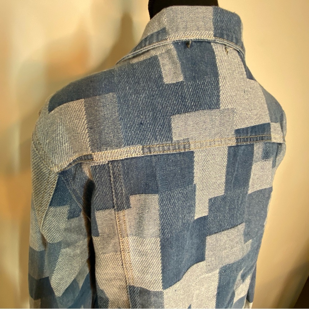 ALEXIS TAYLOR New Patchwork Denim Jean Jacket Pockets Cotton Streetwear Medium - Picture 11 of 15